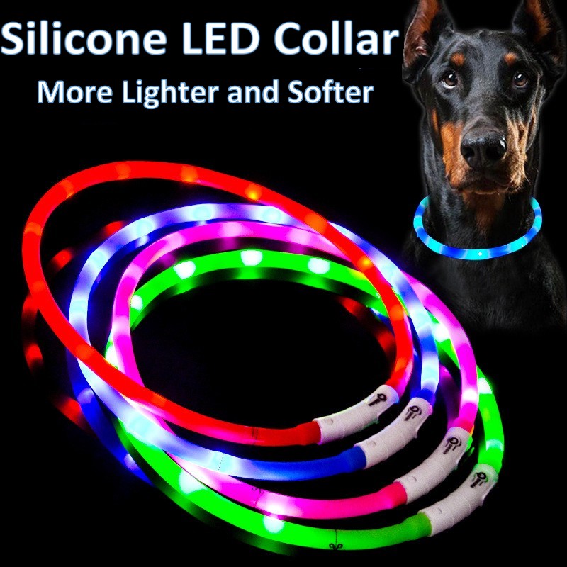 Tech Dog Accessories - Collar LED de silicona para perro,