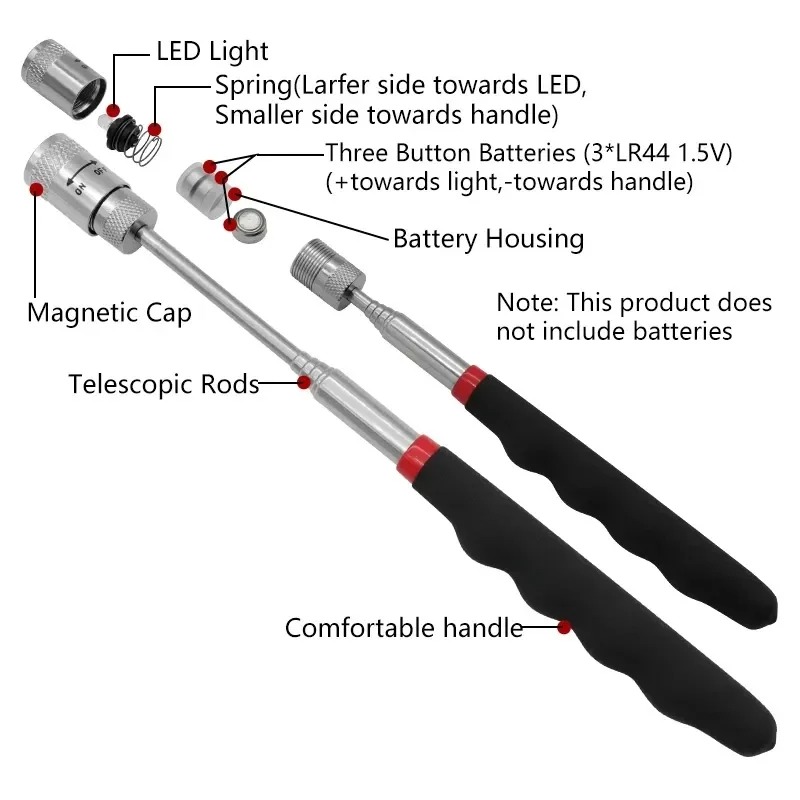 Pen Holder Magnetic - Bolígrafo magnético telescópico con luz LED,